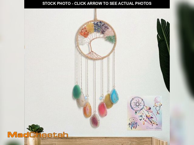 Lot 74-14144063 - 7 Chakra Crystal Tree of Life - Dreamsum Moon Dream Catchers with Chakra Agate Stone, Crystal Tree L...