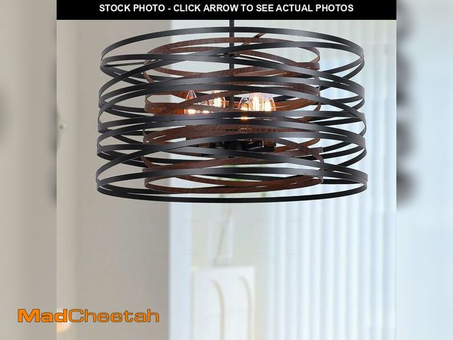 Lot 74-12761694 - CHABEI 23.6'' Rustic Large Drum Chandeliers for Dining Room,6-Light Modern Farmhouse Lighting for Re...