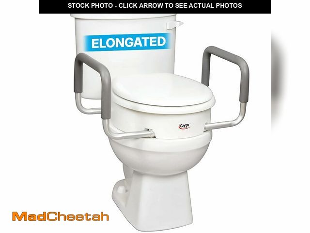 Lot 74-13017424 - Carex 3.5 Inch Raised Toilet Seat with Arms, Elongated Toilet Seat Riser, Up to 250 lbs Capacity, El...