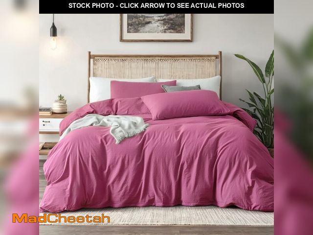 Lot 74-14380334 - FEDALI HOME Rouge Pink Duvet Cover Queen Size - Pre-Washed Bedding - 160 GSM Ultra Soft Duvet Cover ...