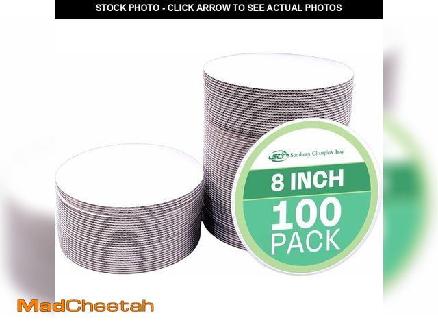 Lot 74-13041716 - Southern Champion Tray Bright White Cake Circle (100 Pack), 8 Inch Diameter, Single Wall, C Flute, C...