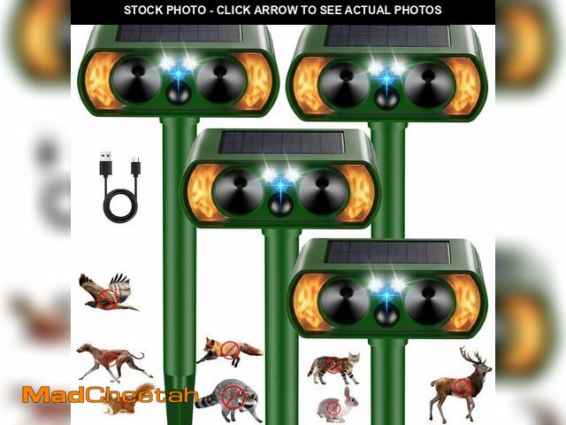 Lot 74-14422560 - 4Pack Upgraded Sonic Fortress Pro Deer Repellent Solar Ultrasonic Animal Repeller Outdoor with Motio...