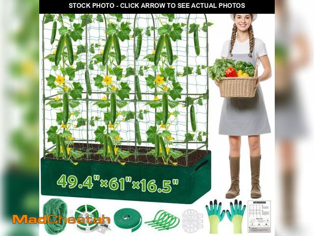 Lot 74-11556082 - ROADPLUM Cucumber Trellis for Climbing Plants with Grow Bag, 61" Tall Metal U-Frame Garden Trellis f...