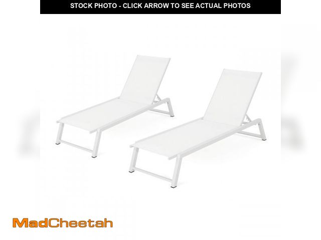 Lot 74-12267429 - Christopher Knight Home Belle Outdoor Mesh Chaise Lounges, 2-Pcs Set, White Mesh / White - UNUSED