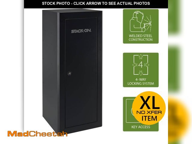 Lot 74-14256721 - STACK-ON 18-Gun Non-Fire Key Lock Gun Cabinet, Black (MISSING KEY)  - FOR PARTS/NOT WORKING