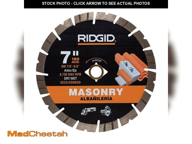Lot 74-14445282 - RIDGID 7 in. Masonry Cutting Segmented Rim Diamond Saw Blade - UNUSED