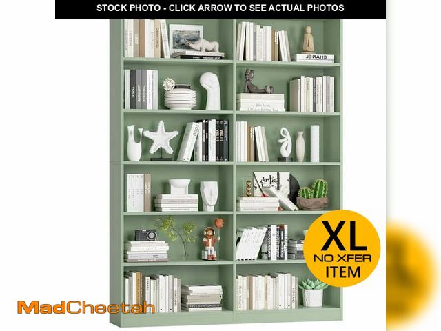 Lot 74-13683053 - Homfa 74.3â Double Wide 6-Tier Bookcase, Extra Large Wooden Freestanding Display Bookshelf for Hom...