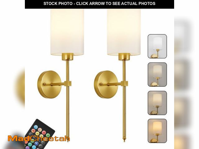 Lot 74-13958301 - Battery Operated Wall Sconces Set of Two,Wireless Rechargeable Wall Light With Remote Control, Dimma...