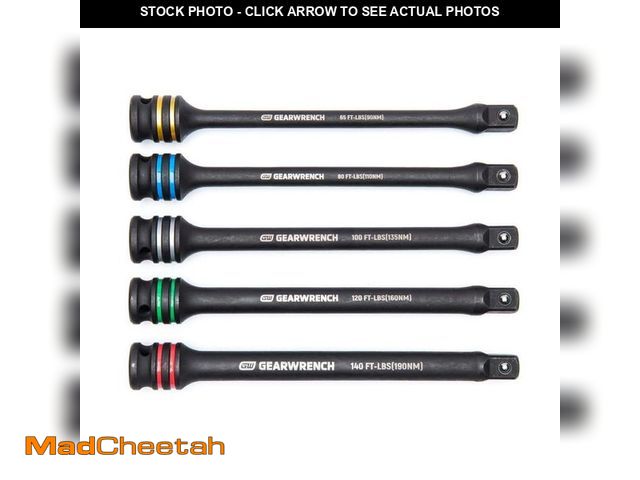 Lot 74-14345166 - GEARWRENCH 1/2 in. Drive Torque Limiting Impact Extension Bar Set (5-Piece) - UNUSED