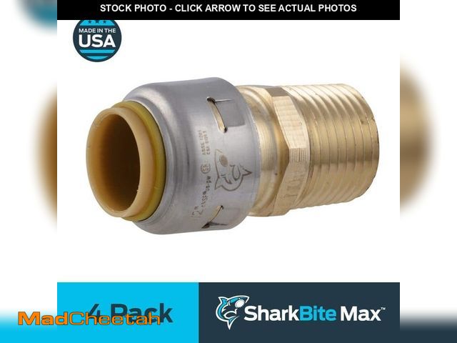 Lot 74-12773713 - SharkBite Max 1/2 in. Push-to-Connect x MIP Brass Adapter Fitting Pro Pack (4-Pack) - UNUSED