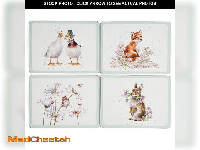 Lot 74-12441132 - Portmeirion Wildflower Placemats (Set of 4) - Wrendale Designs | Cork-Backed Board | Decorative Dini...