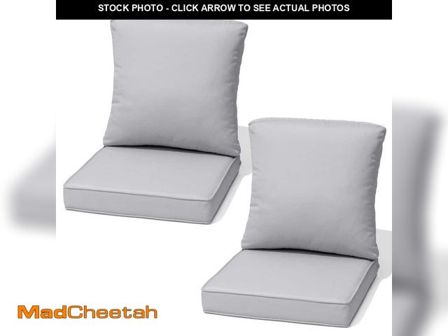 Lot 74-14115334 - CLOUDFLY 21 in. x 22 in. x 3.5 in. Outdoor Couch Cushion in Light Gray 2 Pieces Replacment Patio Dee...