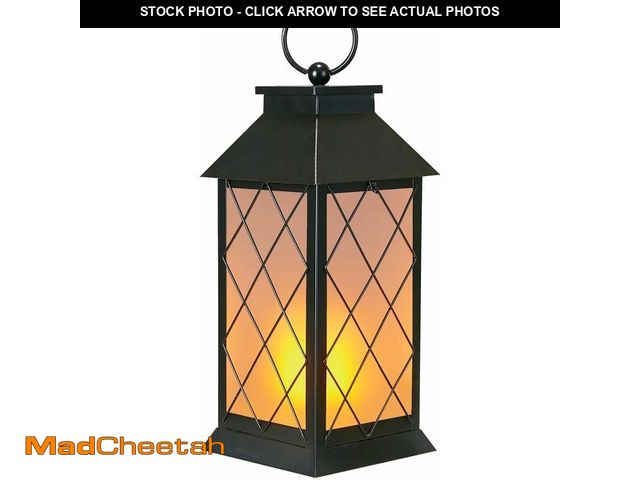 Lot 74-14144578 - anyperfect 18" Solar Lanterns Outdoor Waterproof, Glass Solar Flickering Flame Lantern Large Hanging...