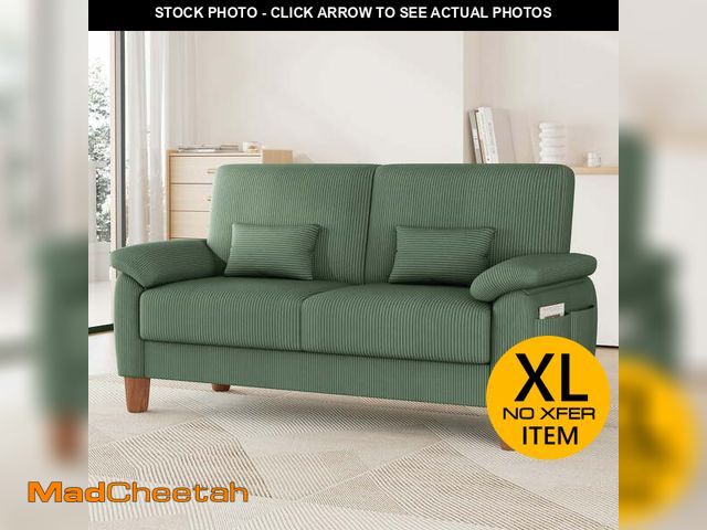 Lot 74-12597923 - 71â Corduroy Sofa for Living Room, AAQZ Small Comfy Couch for Small Space, One Box, Loveseat,Green...