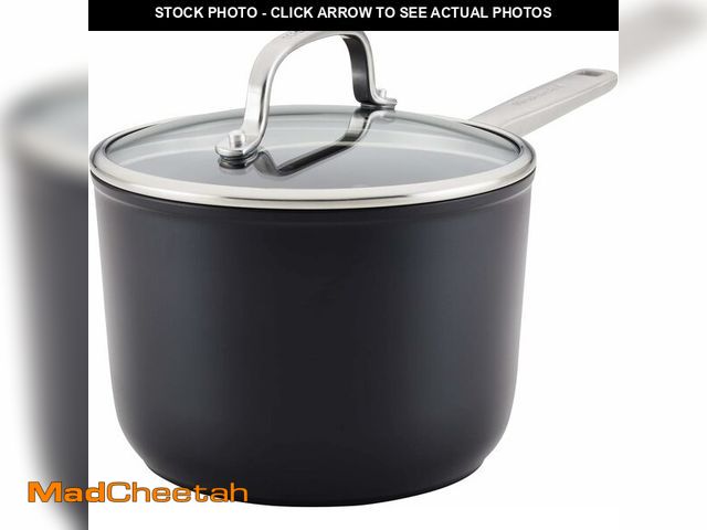 Lot 74-12633146 - KitchenAid Hard Anodized Induction Nonstick Sauce Pan/Saucepan with Lid, 3 Quart - Matte Black - UNU...
