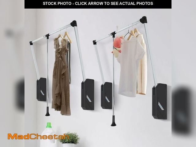 Lot 74-13773744 - Pull Down Closet Rod 2 Pack, 60 lbs Load Capacity, Stainless Steel Adjustable 26-35 inches Soft-Clos...