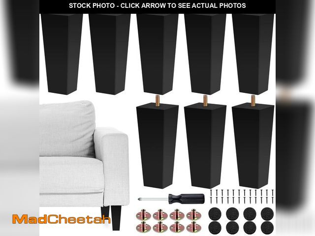 Lot 74-14065670 - TURSTIN Set of 8 Furniture Legs 6 Inch Square Solid Wood Couch Legs Replacement Sofa Legs Mid Centur...