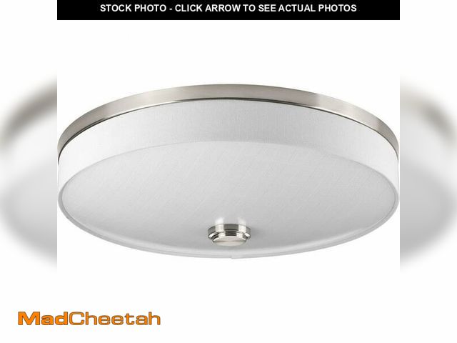 Lot 74-13693994 - Progress Lighting 2-Light LED 16" Flush Mount, Weaver LED Collection, Indoor, P3611-0930K9, Brushed ...