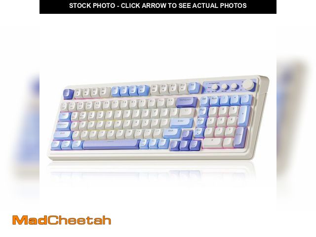 Lot 74-13540317 - AULA 99 Key Keyboard, Tri-Mode Bluetooth/2.4GHz/USB-C Cute Creamy Gaming Keyboard with Number Pad RG...