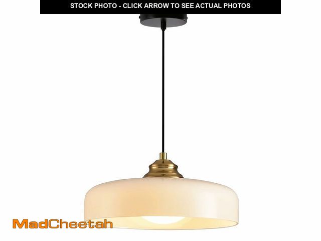 Lot 74-13573685 - Qepeety Modern Pendant Light Kitchen Island Farmhouse Ceiling Pendant Lamp with Milk Glass Gold Chan...