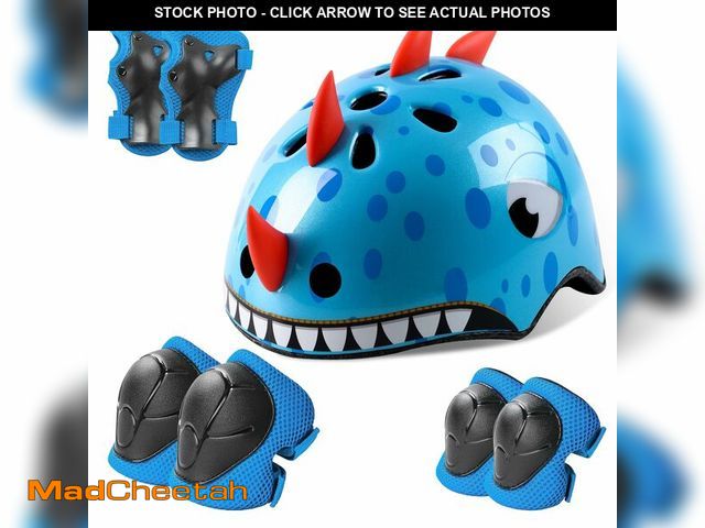 Lot 74-14331277 - Atphfety Kids Toddler Bike Helmet Set, Adjustable Boys Girl Helmets Protective Gear Set with Knee El...