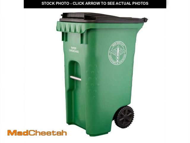 Lot 74-13769554 - Otto Official NYC Paper and Cardboard Recycling Bin 45 gal. with Lid (MISSING BAR FOR WHEELS)  - UNU...