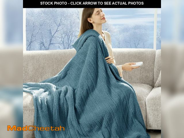 Lot 74-14269714 - LUZARTA Heated Blanket Throw 50"X60" - Soft Double Sided Sherpa Electric Blanket Throw with 5 Heatin...