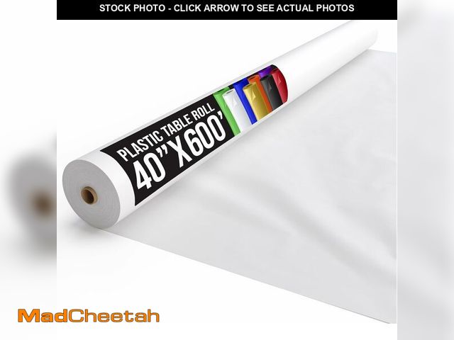 Lot 74-14601033 - Exquisite White Plastic Table Cover Roll 40" X 600' Table Cloth Plastic Cover Roll - Premium Quality...