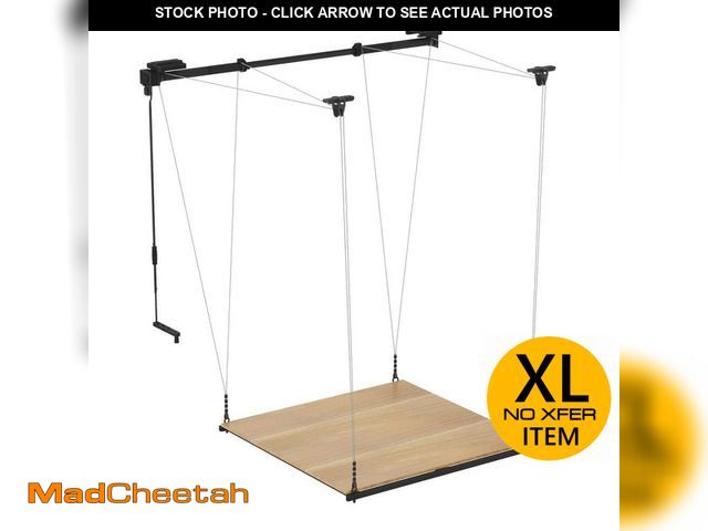 Lot 74-12585946 - FLEXIMOUNTS Lift Series 48 in. W x 48 in. D x 15-79 in. H Black Ceiling Mounted Overhead Garage Stor...