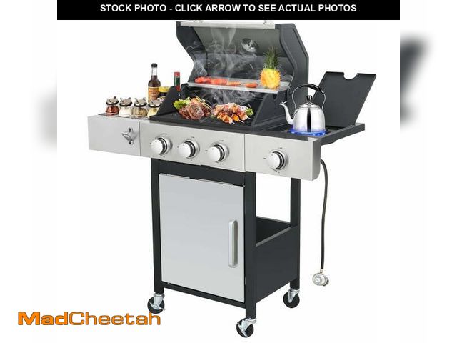 Lot 74-13096213 - Furnibear 3 Burner Gas Grill Side Burner, 37150 BTU Barbecue Grill Propane Stainless Steel BBQ Grill...