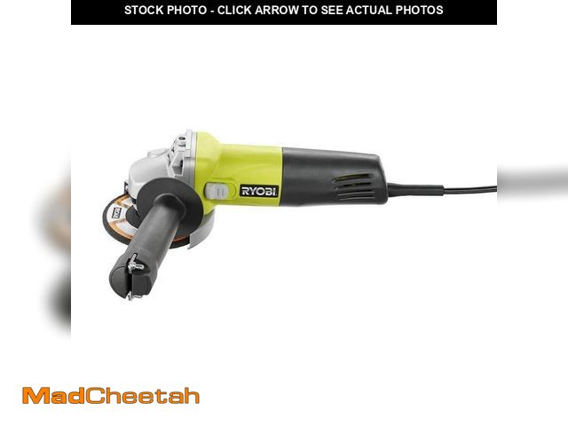 Lot 74-12792291 - (MISSING WHEEL) RYOBI 5.5 Amp Corded 4-1/2 in. Angle Grinder - USED