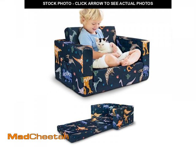 Lot 74-12486593 - Beavtaens Toddler Sofa, 2-in-1 Dinosaur Flip Open Toddler Couch, with Side Pocket, for Ages 18 Month...