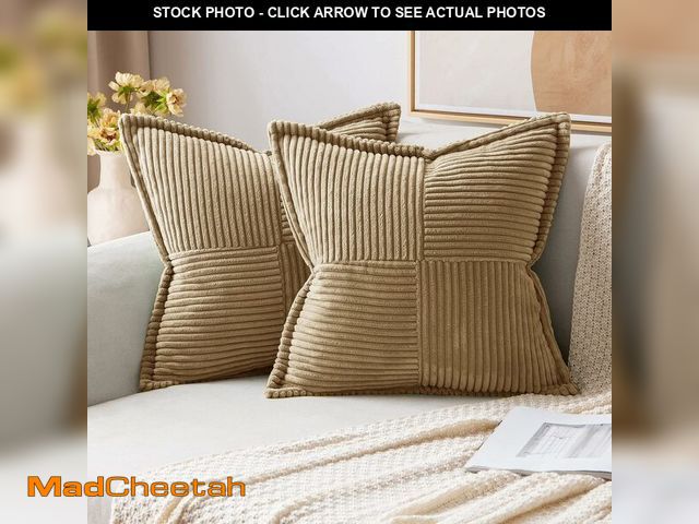 Lot 74-10825116 - MIULEE Corduroy Pillow Covers with Splicing Set of 2 Super Soft Couch Pillow Covers Broadside Stripe...