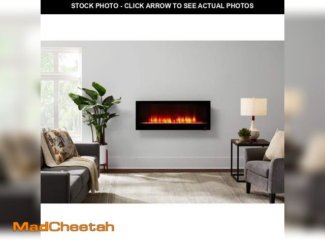 Lot 74-14115388 - Home Decorators Collection 48 in. W View Wall Mount Electric Fireplace in Black - UNUSED