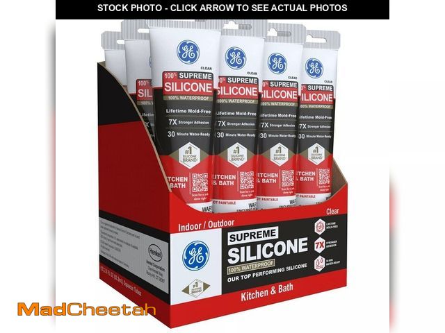 Lot 74-14073972 - GE Supreme Silicone Caulk 2.8 oz. K&amp;B Sealant Clear (12-Pack) - UNUSED