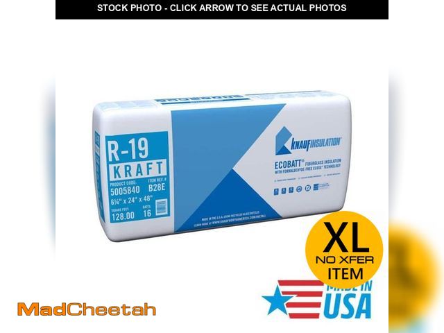 Lot 74-12829904 - R19 Kraft Faced 24 in. x 48 in. Precut Fiberglass Insulation Batts for Floor, 2x6 Wall - Sound-Reduc...