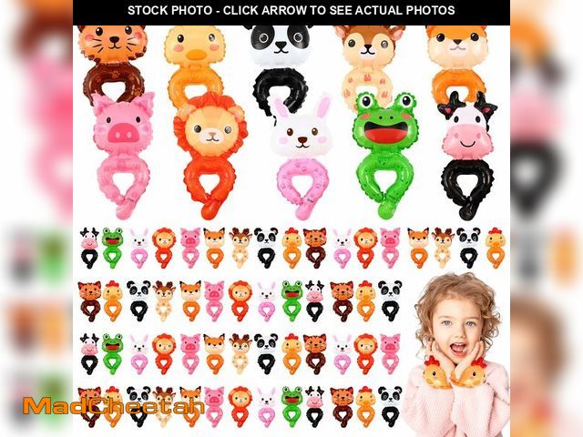 Lot 74-12702920 - Libima 200 Pcs Inflatable Animal Toys Cartoon Wrist Balloons Hand Wearing Balloons Safari Farm Anima...