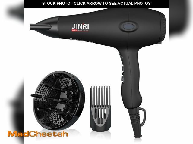 Lot 74-14268755 - JINRI Hair Dryer, 1875W, 3 Heat &amp; 2 Speed, with Diffuser, with Concentrator, Detachable Air Inta...