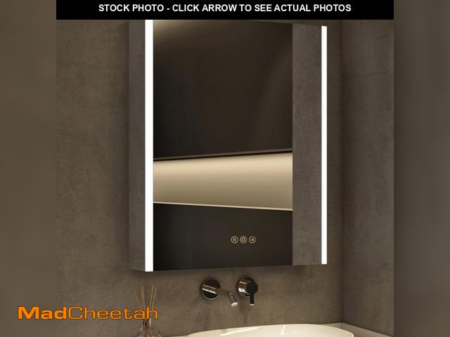 Lot 74-12165514 - HBEZON Medicine Cabinet with LED Lights and Mirror, 24 x 30 Inch Surface or Recessed Mounted Bathroo...