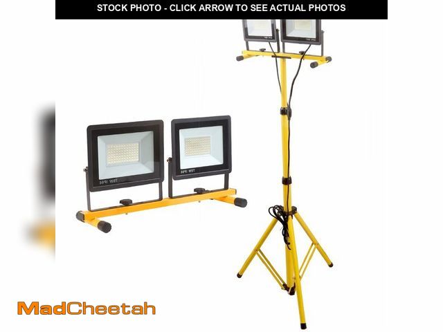 Lot 74-14143540 - 22000 Lumen Work Lights with Stand, 2 Adjustable Head LED Work Light, with Adjustable and Foldable T...
