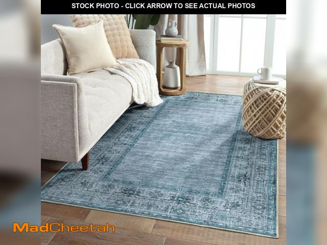 Lot 74-12310969 - Nuomeijia Vintage Bordered Area Rug, Blue 3x5 Washable Entry Rug Non Slip Door Mats Indoor, Small Ul...