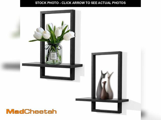 Lot 74-14430490 - PHOENANCEE Square Floating Shelves,Wall Plants Holder,Bathroom Wall Decor,Framed Decorative Shelf Bl...