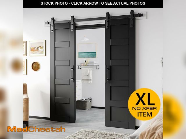 Lot 74-12568665 - 42in x 84in, Double 21inÃâ84in Barn Door with Hardware &amp; Handle Included,Pre-Assembled, 5 Pan...