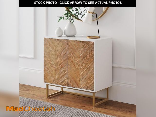 Lot 74-12241622 - Nathan James Enloe Modern Storage Free Standing Accent Cabinet White with Doors in a Rustic Pine Woo...