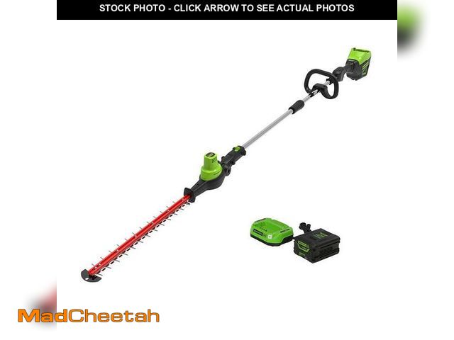 Lot 74-12447415 - Greenworks PRO 20 in. 60V Battery Cordless Pole Hedge Trimmer with 2.0 Ah Battery and Charger - USED