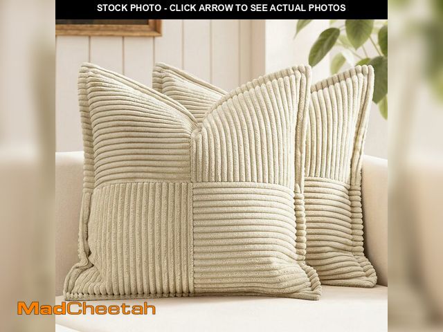 Lot 74-12703690 - MIULEE Decorative Throw Pillow Covers for Couch Bed Livingroom 20x20 Inch Set of 2 Cream Boho Accent...