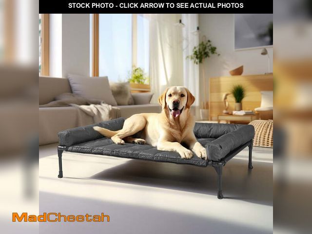 Lot 74-12832374 - Veehoo Cooling Elevated Dog Bed + Waterproof Removable Pillow-Top Mat, Medium, Gray - UNUSED