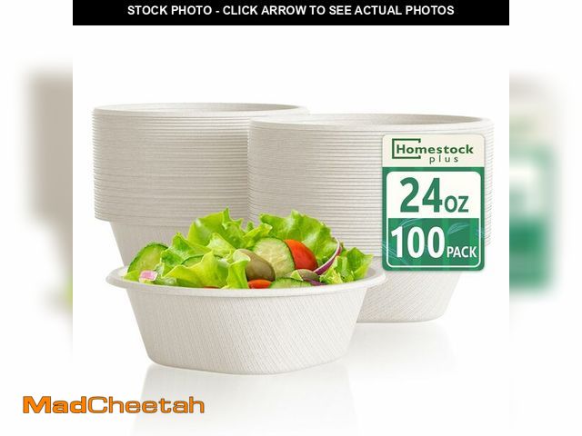 Lot 74-14209623 - Homestockplus Disposable Bowls 24 Oz [100 Pack] - Compostable Paper Bowl Heavy Duty,Freezer &amp; Mi...