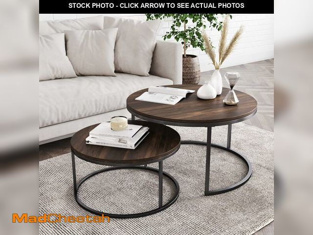 Lot 74-13419050 - Nathan James Stella Round Modern Nesting Coffee Set of 2, Stacking Living Room Accent Tables with an...