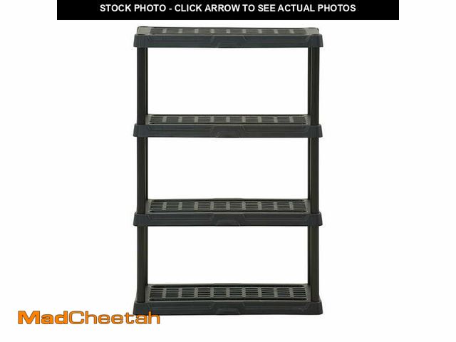 Lot 74-12687261 - Hart Black Plastic 4-Tier Shelf 36" W x 18" D x 53" H, Up to 600 lb Total Capacity - UNUSED
